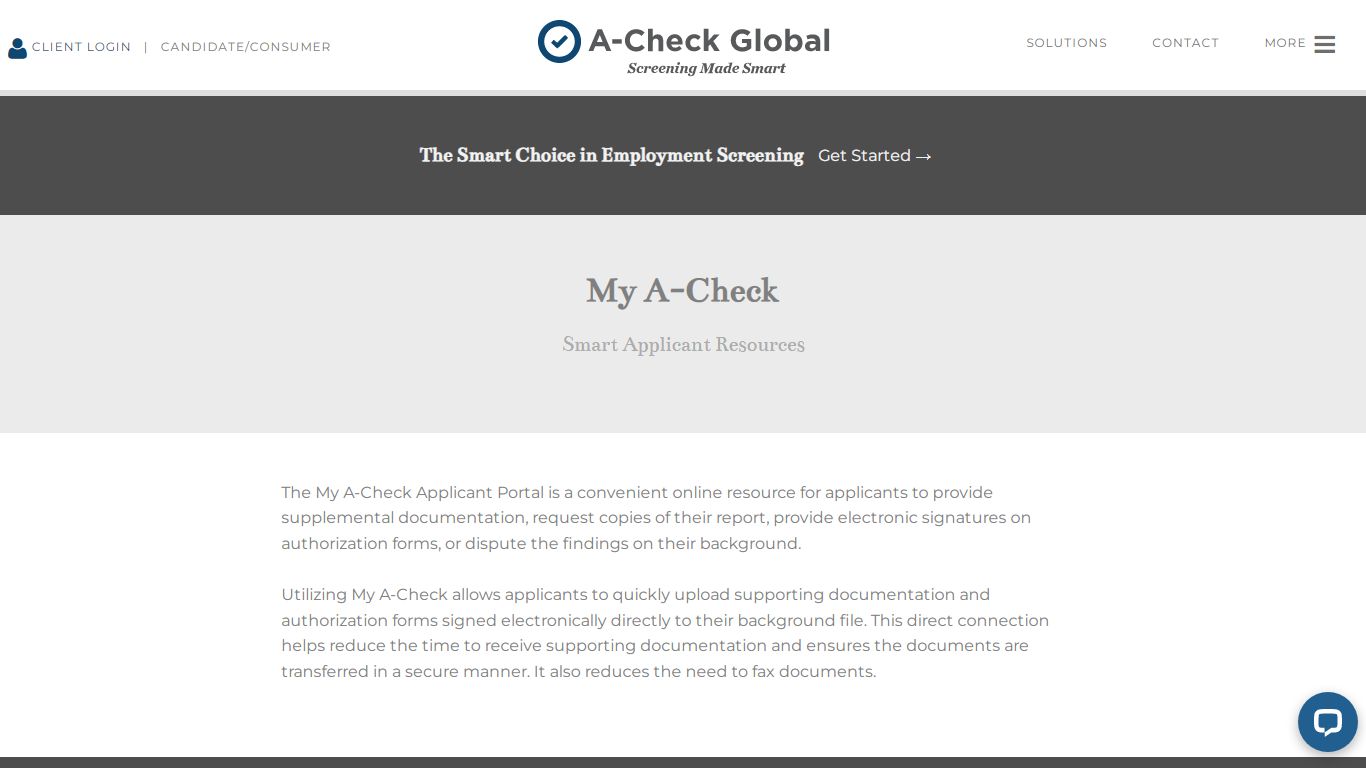 Our Candidate Experience and Online Service Portal - My A-Check